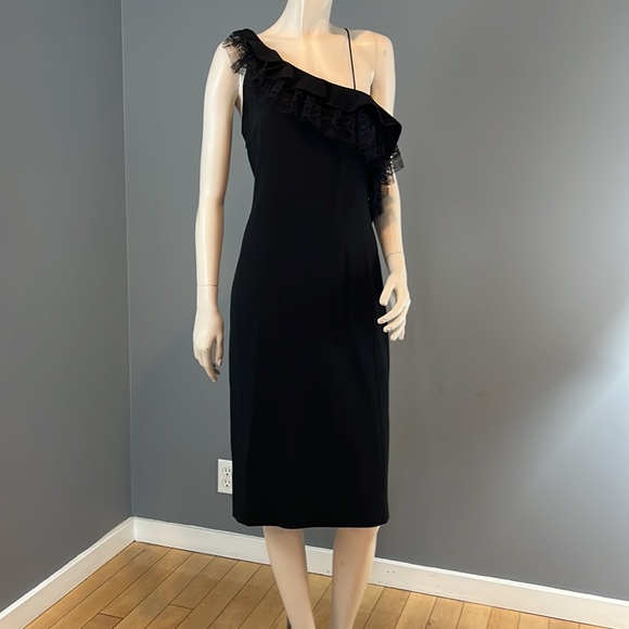 NWT Adam Lippes Black Lace Asymmetrical dress Sz 6 - Picture 2 of 16